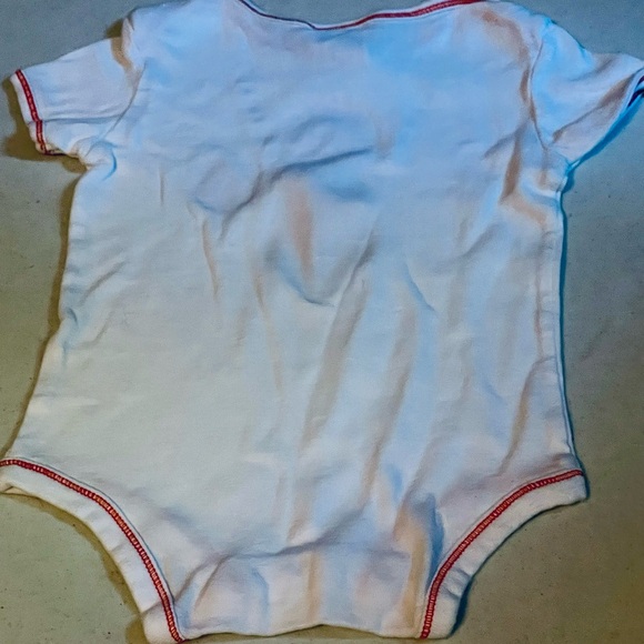 White and Orange Bodysuit with Decorative Tie Design - Picture 3 of 3